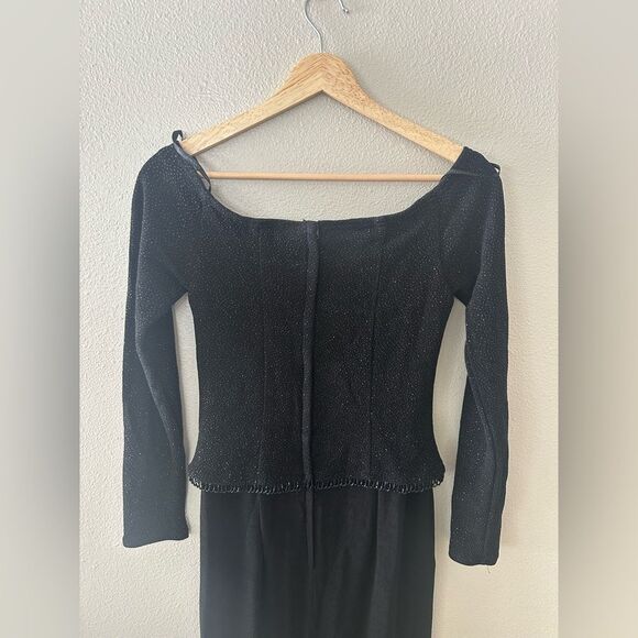 Scott McClintock Vintage 90s Black Beaded Formal Gown Maxi Dress Size 6 - Picture 8 of 11